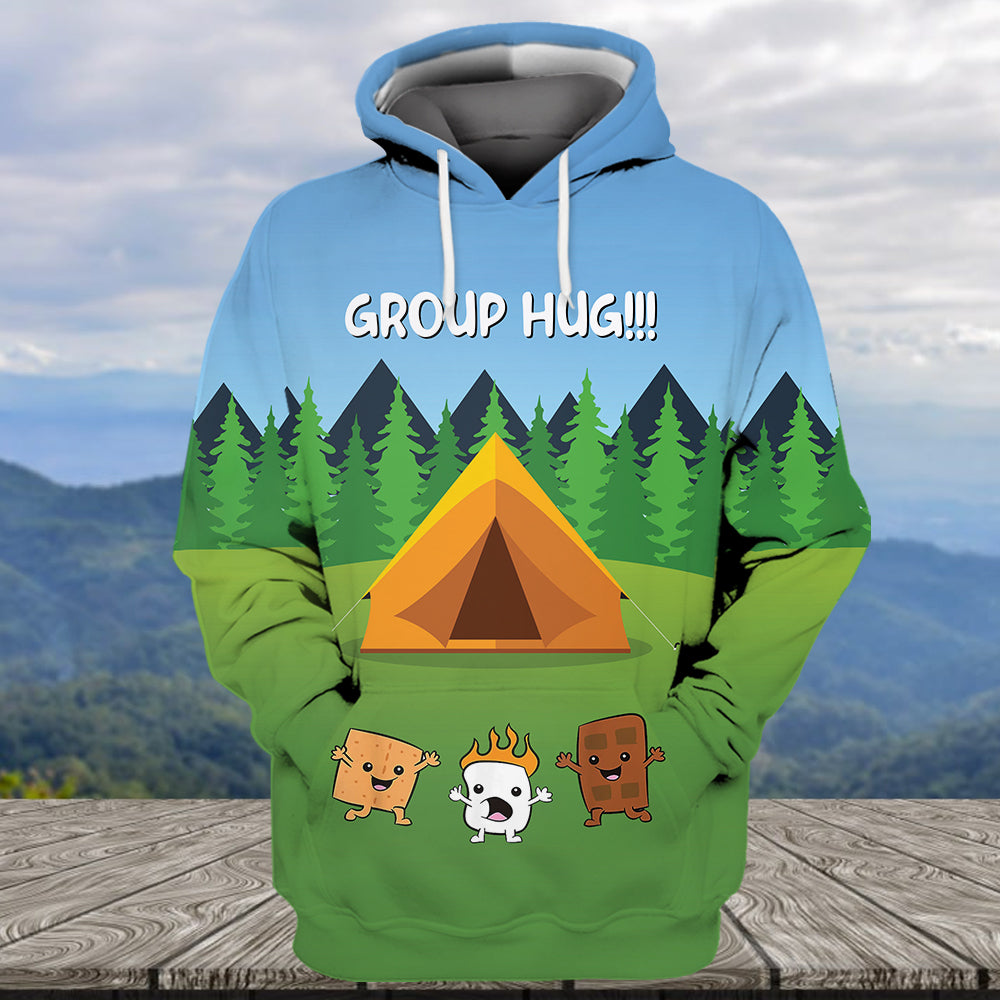 Funny Group Hugs Camping All Over Print Shirt