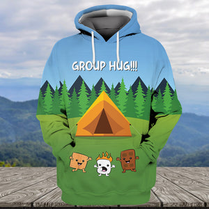 Funny Group Hugs Camping All Over Print Shirt