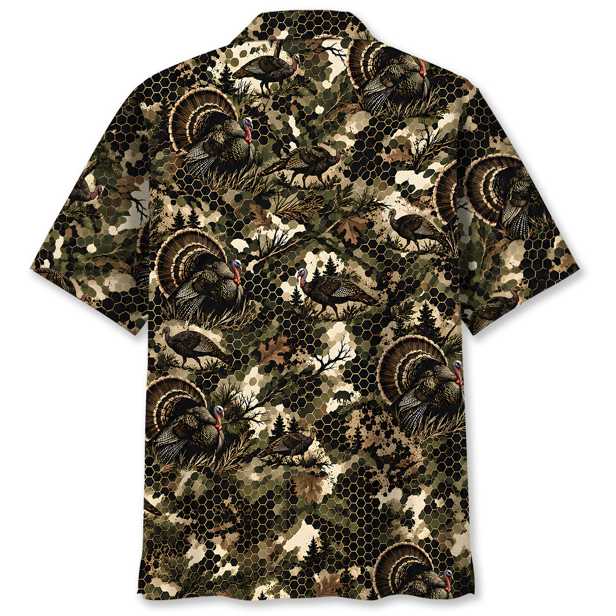 Tactical Hexagonal Turkey Hunting Camo Hawaiian Shirt