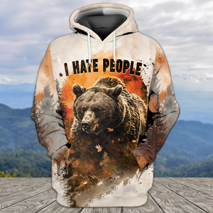 Bear Forest I Hate People All Over Print Shirt