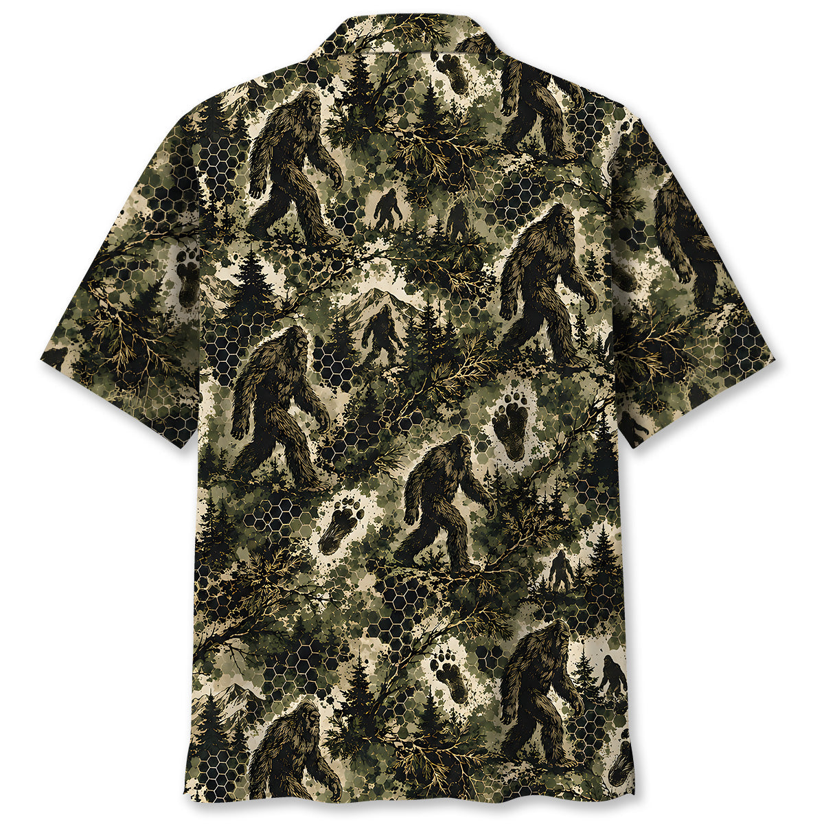 Tactical Hexagonal Bigfoot Camo Hawaiian Shirt