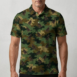 Quail Camouflage Millitary Men Polo Shirt