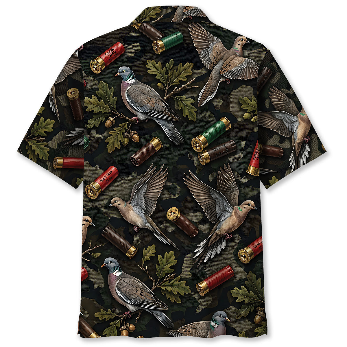 Vintage Wild Dove Hunting Camouflage Black Hawaiian Shirt