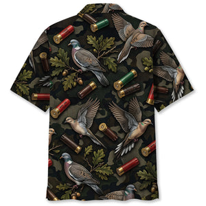 Vintage Wild Dove Hunting Camouflage Black Hawaiian Shirt