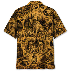 Camping With Golden Retriever Vintage Legend Art Hawaiian Shirt