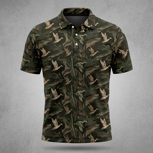 Vintage Camo Duck Hunting Polo Men Shirt