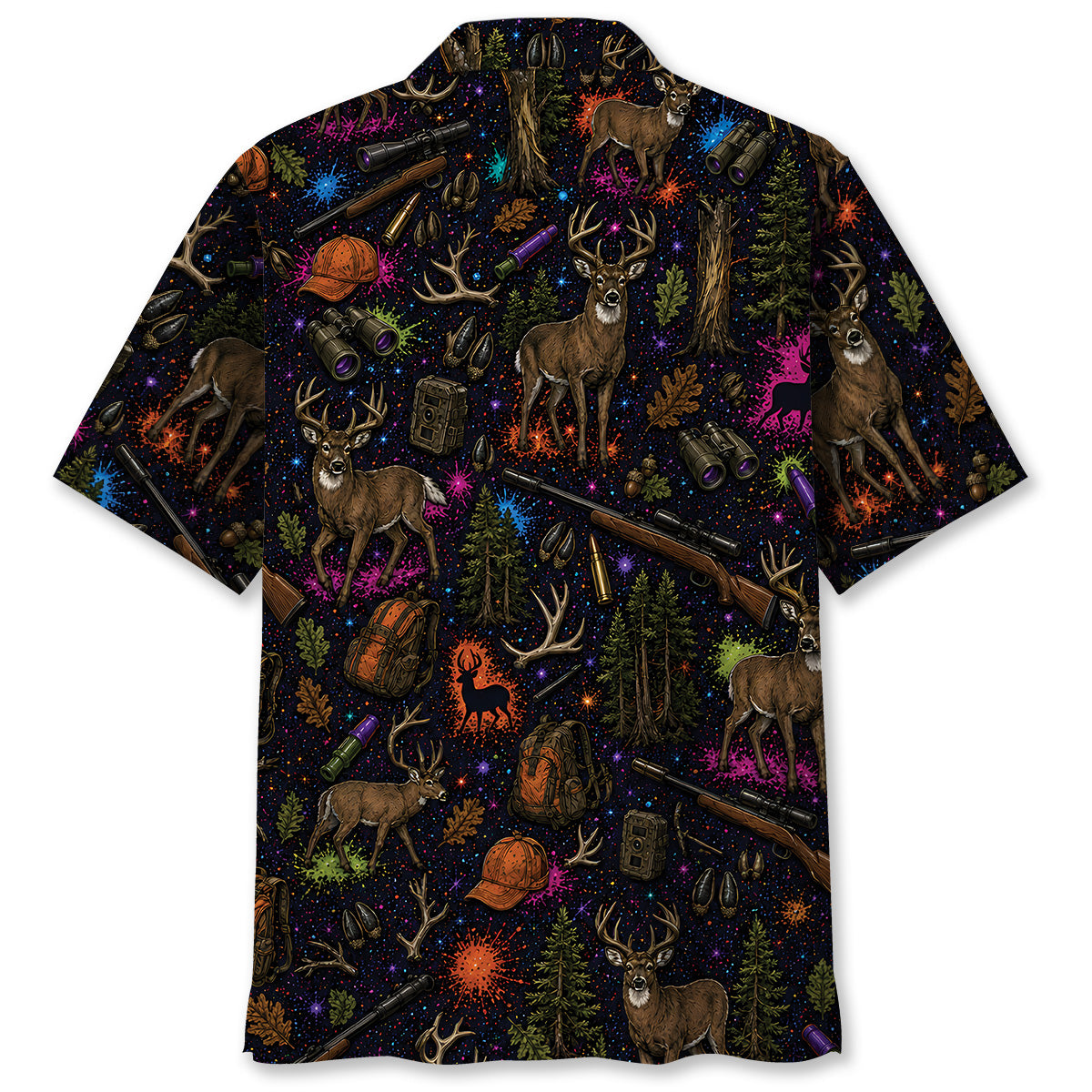 Retro Deer Hunting Colorful Hawaiian Shirt