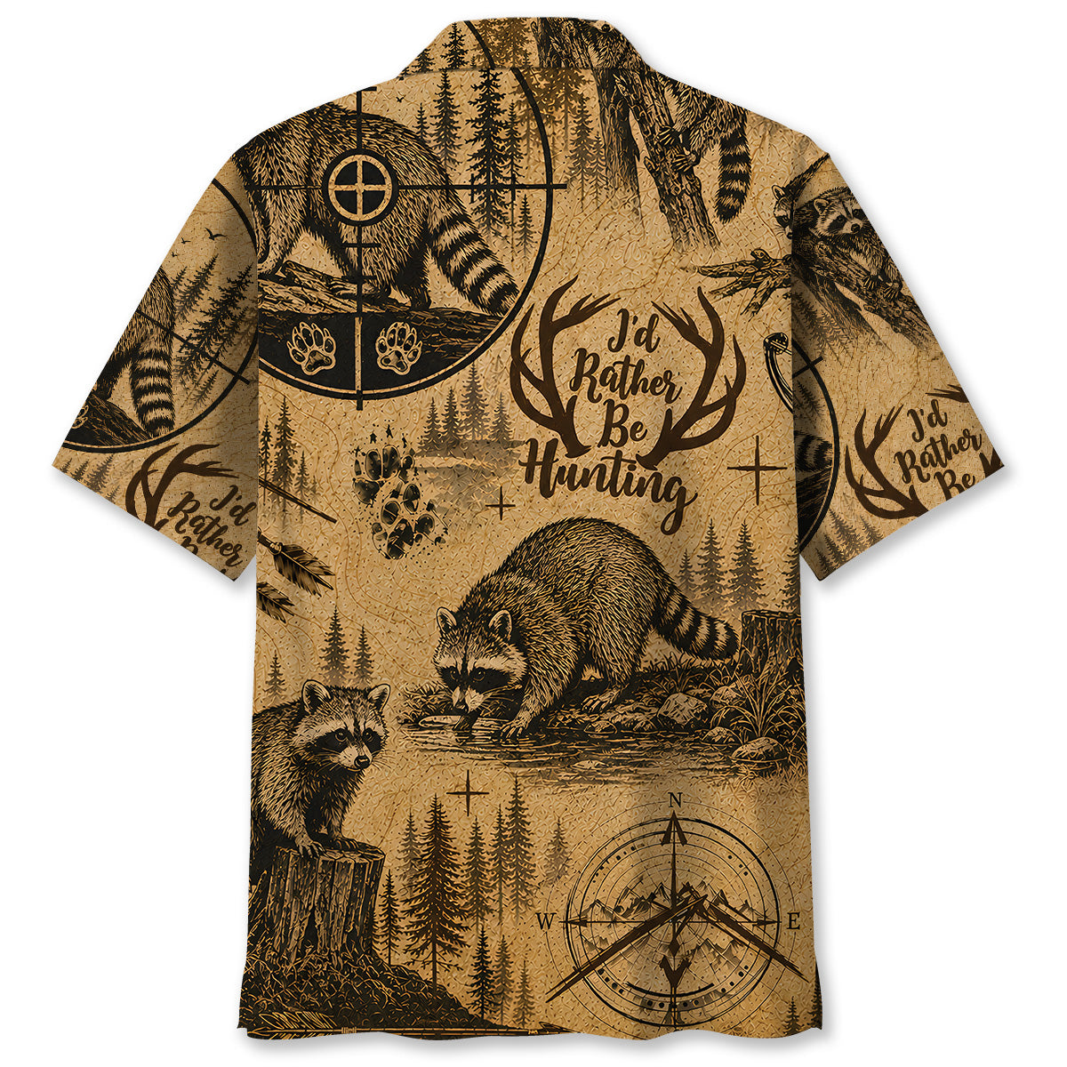 Raccoon I'd Rather be Hunting Hawaiian Shirt