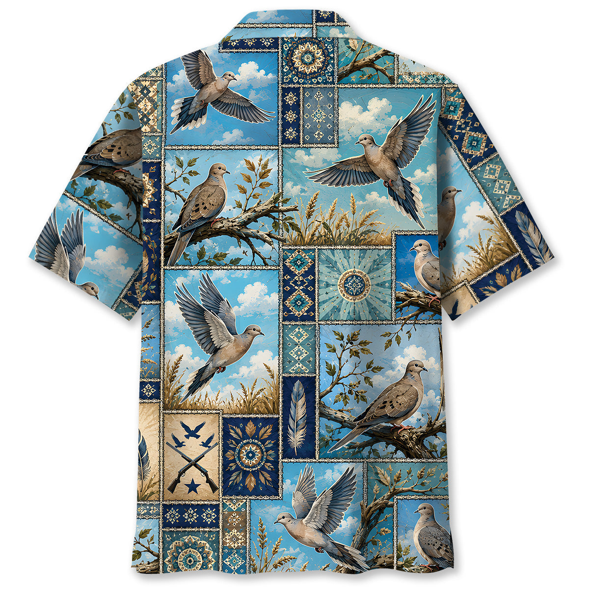 Dove Hunting Vintage Hunting Pattern Blue Hawaiian Shirt