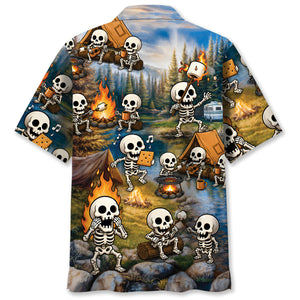 Vintage Skeleton Camping Hawaiian Shirt