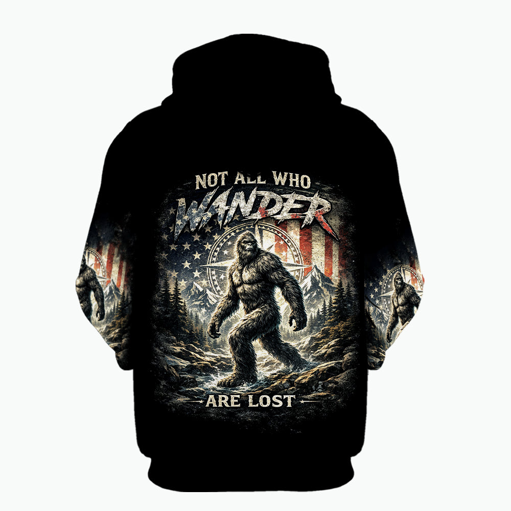 Not All Who Wander Are Lost Bigfoot Hiking All Over Print Shirt