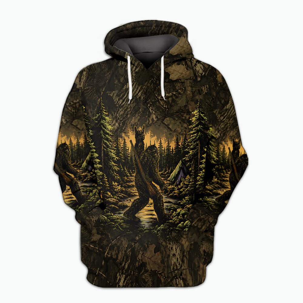 Bigfoot Camouflage Hunting All Over Print Shirt