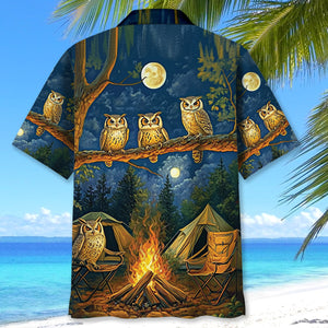 Campfire Night With Owls Art Hawaiian Shirt