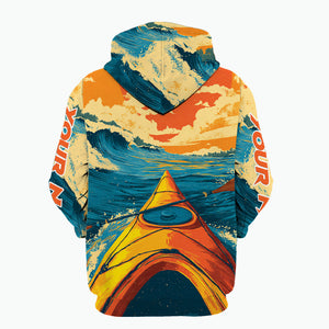 Custom Name Sunset Kayaking Scene All Over Print Shirt