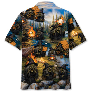 Vintage Witch Camping Hawaiian Shirt