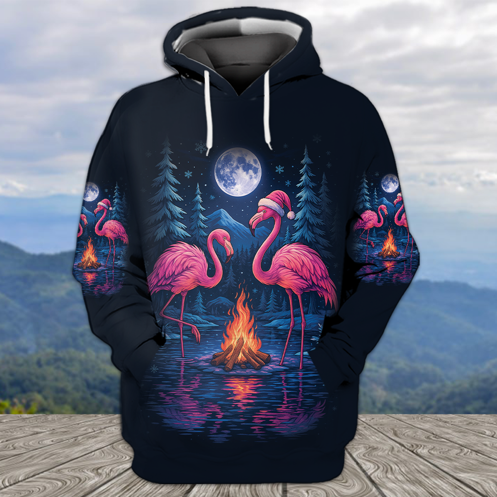 Crazy Friends Camping Memories Flamingo Christmas All Over Print Shirt