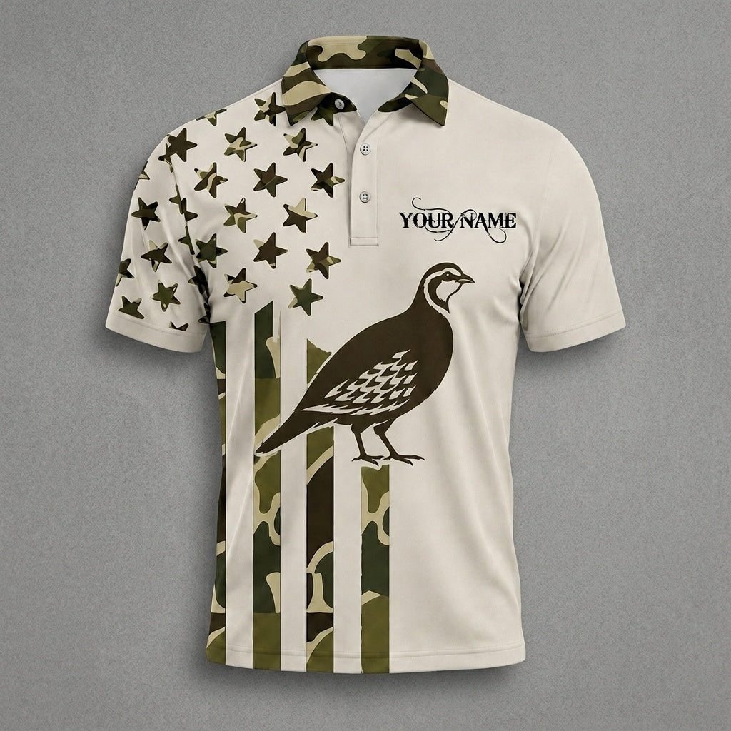 Custom Name Partridge Hunting Camouflage Style Men Polo Shirt
