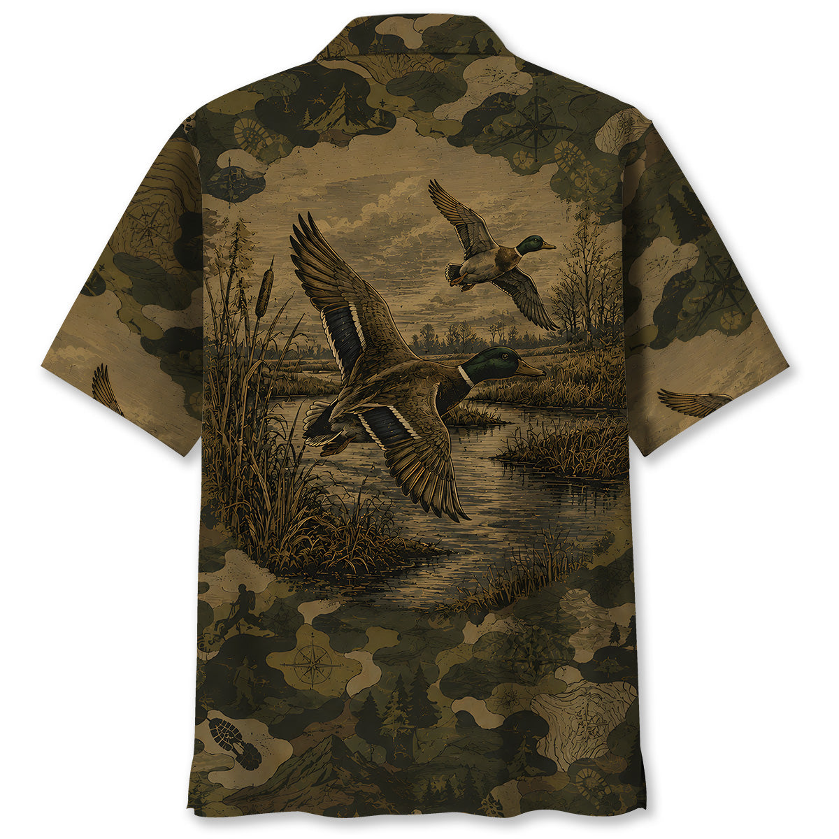Duck Camouflage Dark Hawaiian Shirt