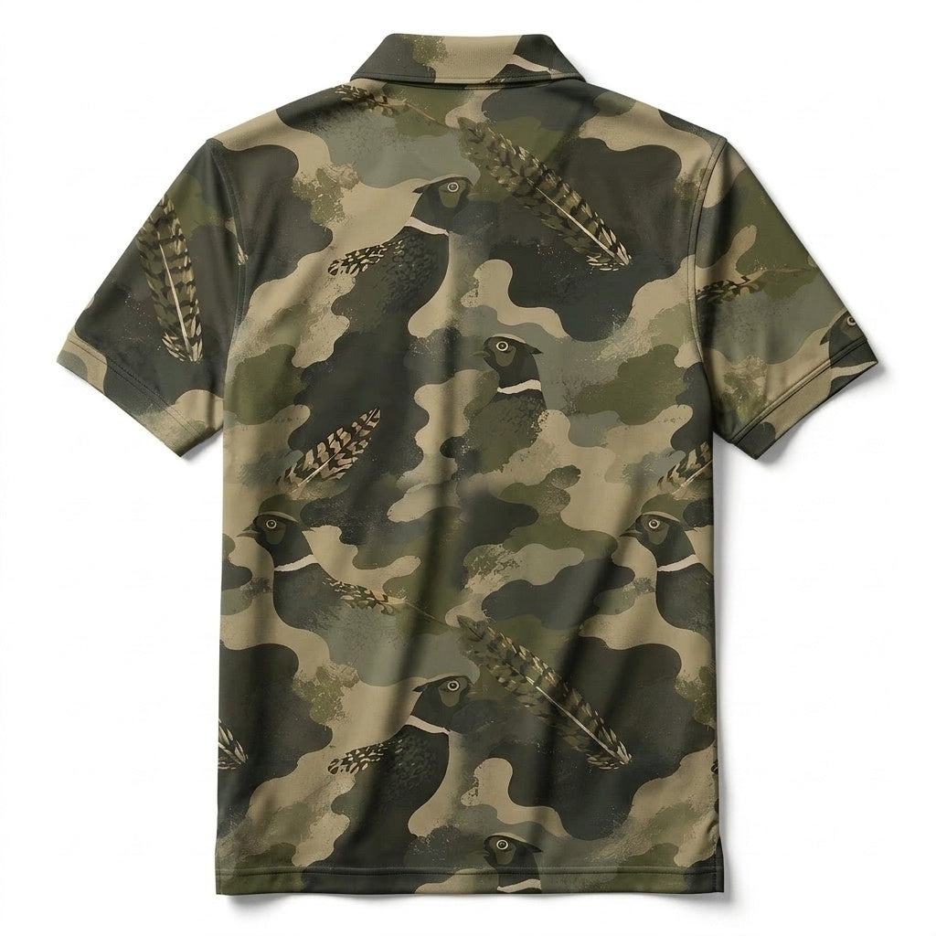 Pheasant Camouflage Ring Necked Pattern Men Polo Shirt