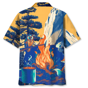 Fox by the Fire Camping Hawaiian Shirt