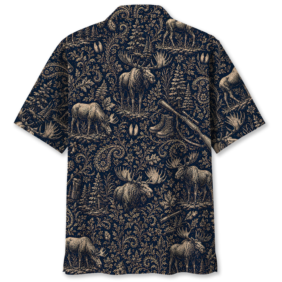 Midnight Moose Hunting Paisley Hawaiian Shirt
