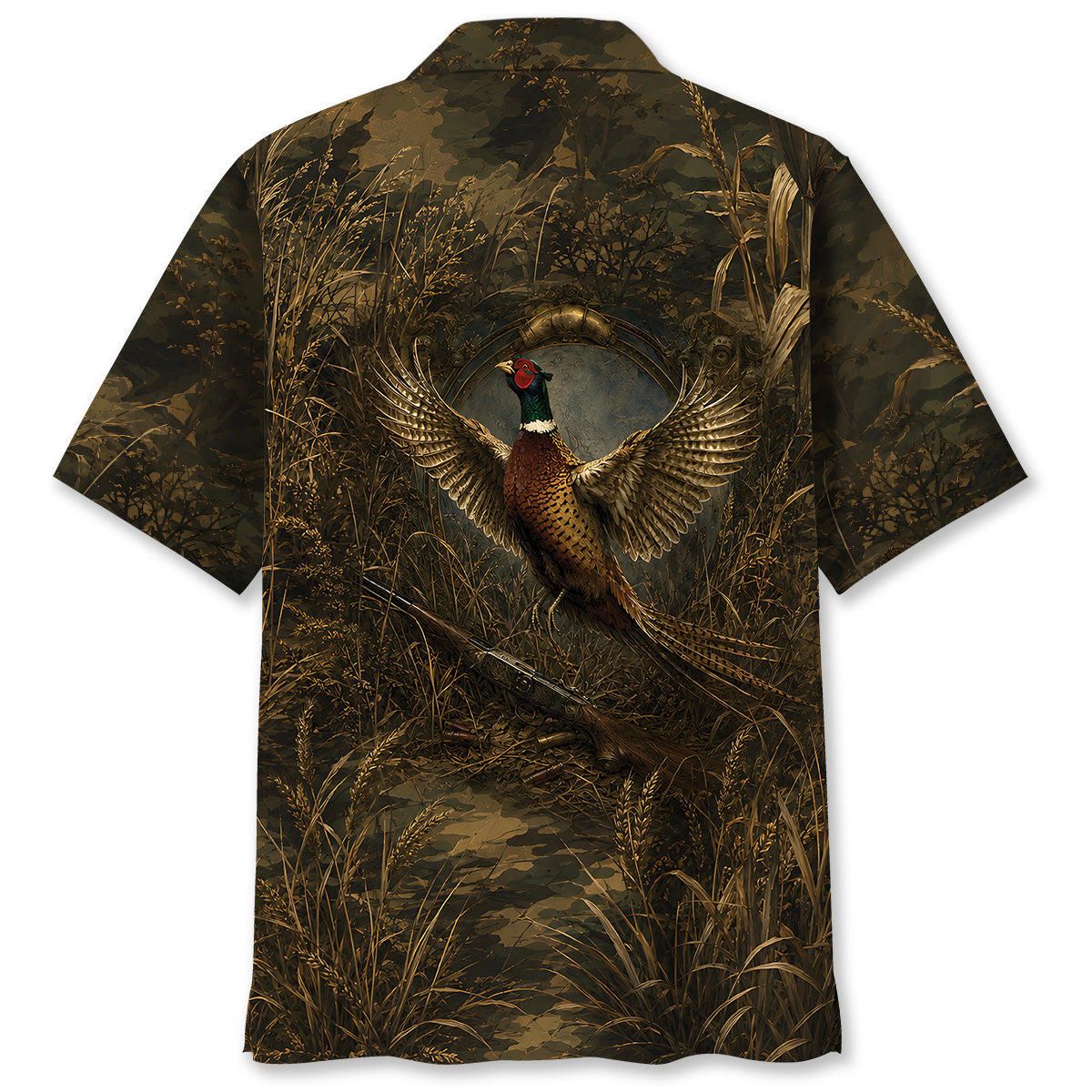 Pheasant Hunting Dark Camo Hawaiian Shirt