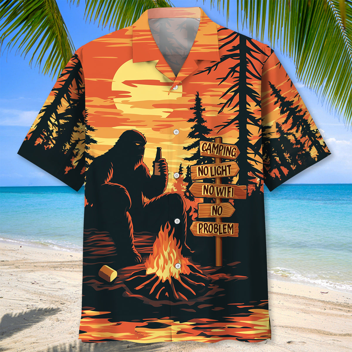 Camping, No Light, No Wifi, No problem, Hawaiian Shirt