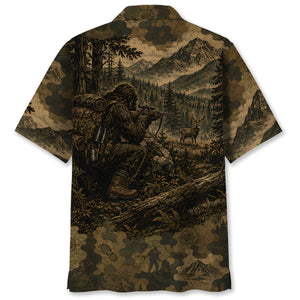 Bigfoot Deer Hunting Camouflage Funny Hawaiian Shirt