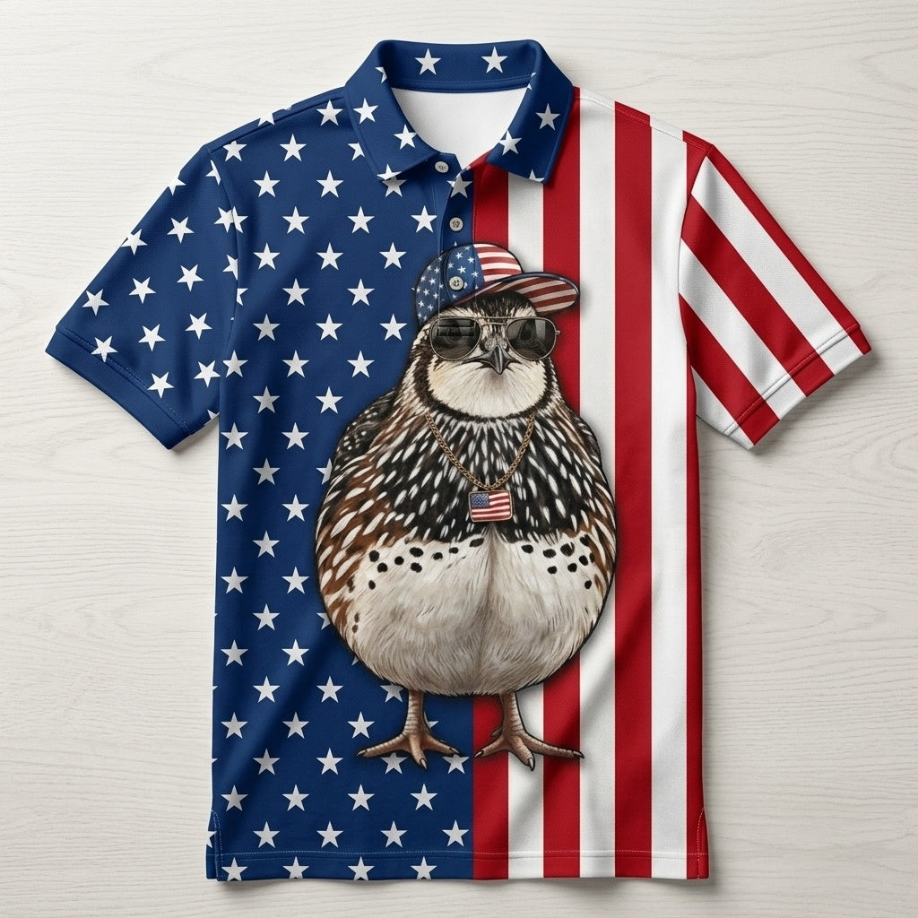America Quail Hunting Funny Men Polo Shirt