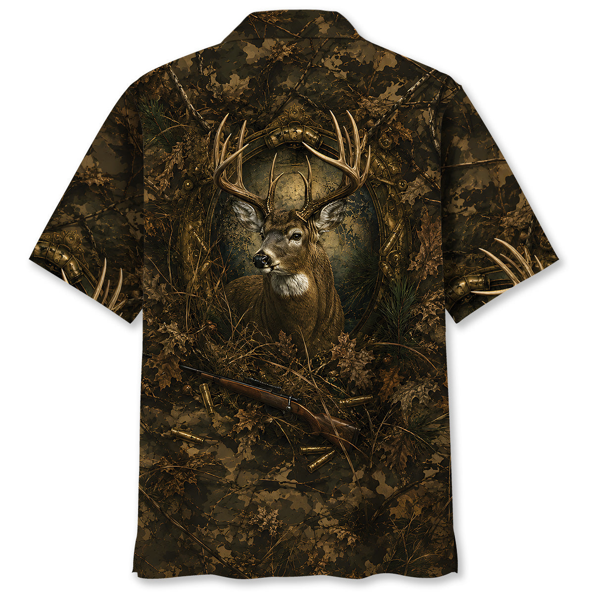 Deer Hunting Dark Camo Hawaiian Shirt