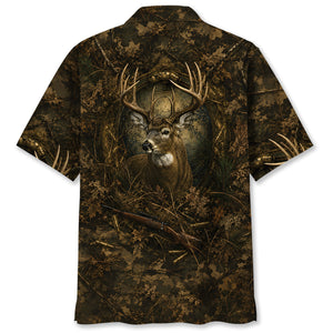 Deer Hunting Dark Camo Hawaiian Shirt
