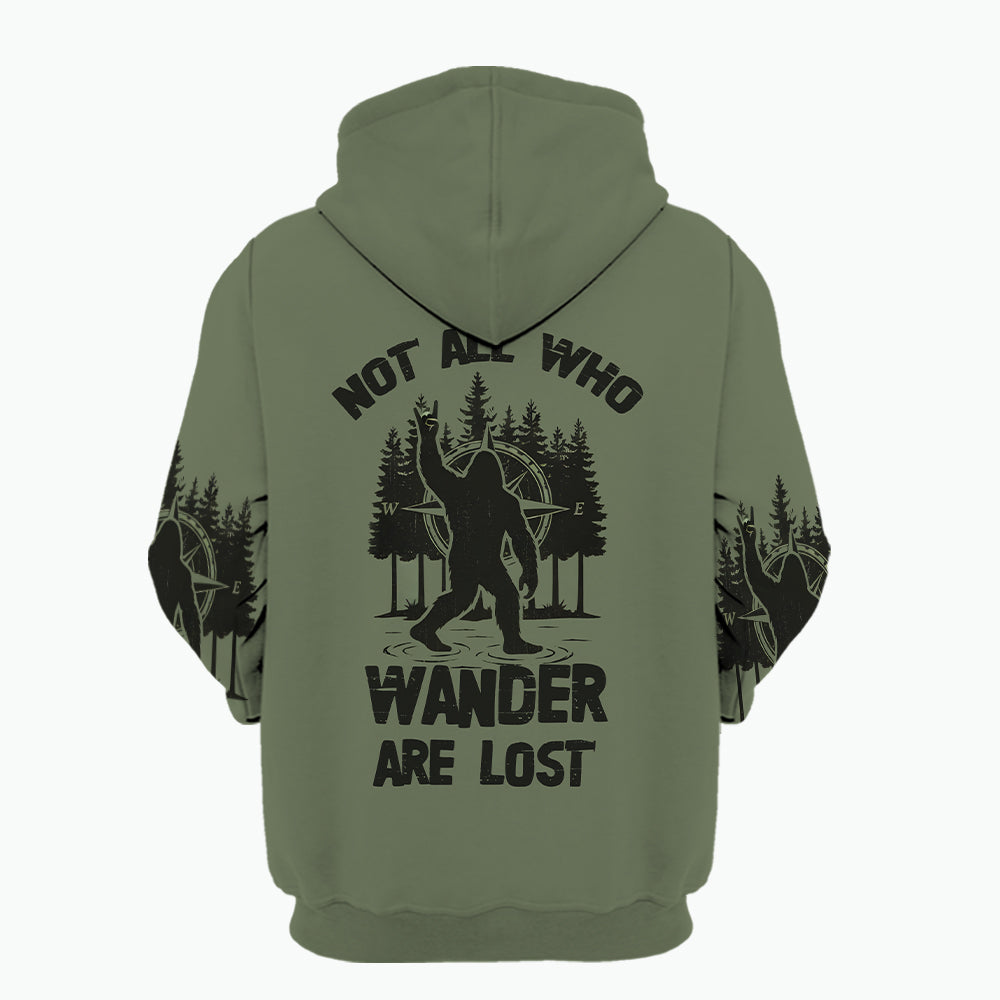Not All Who Wander Are Lost Bigfoot Walking All Over Print Shirt