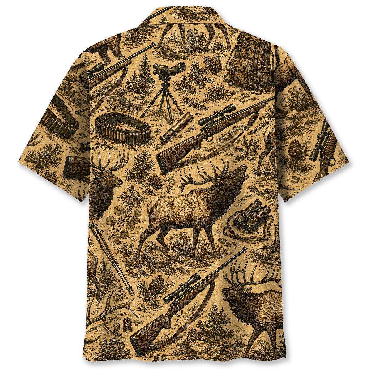Vintage Elk Hunting Hawaiian Shirt