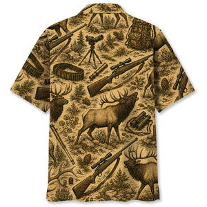 Vintage Elk Hunting Hawaiian Shirt