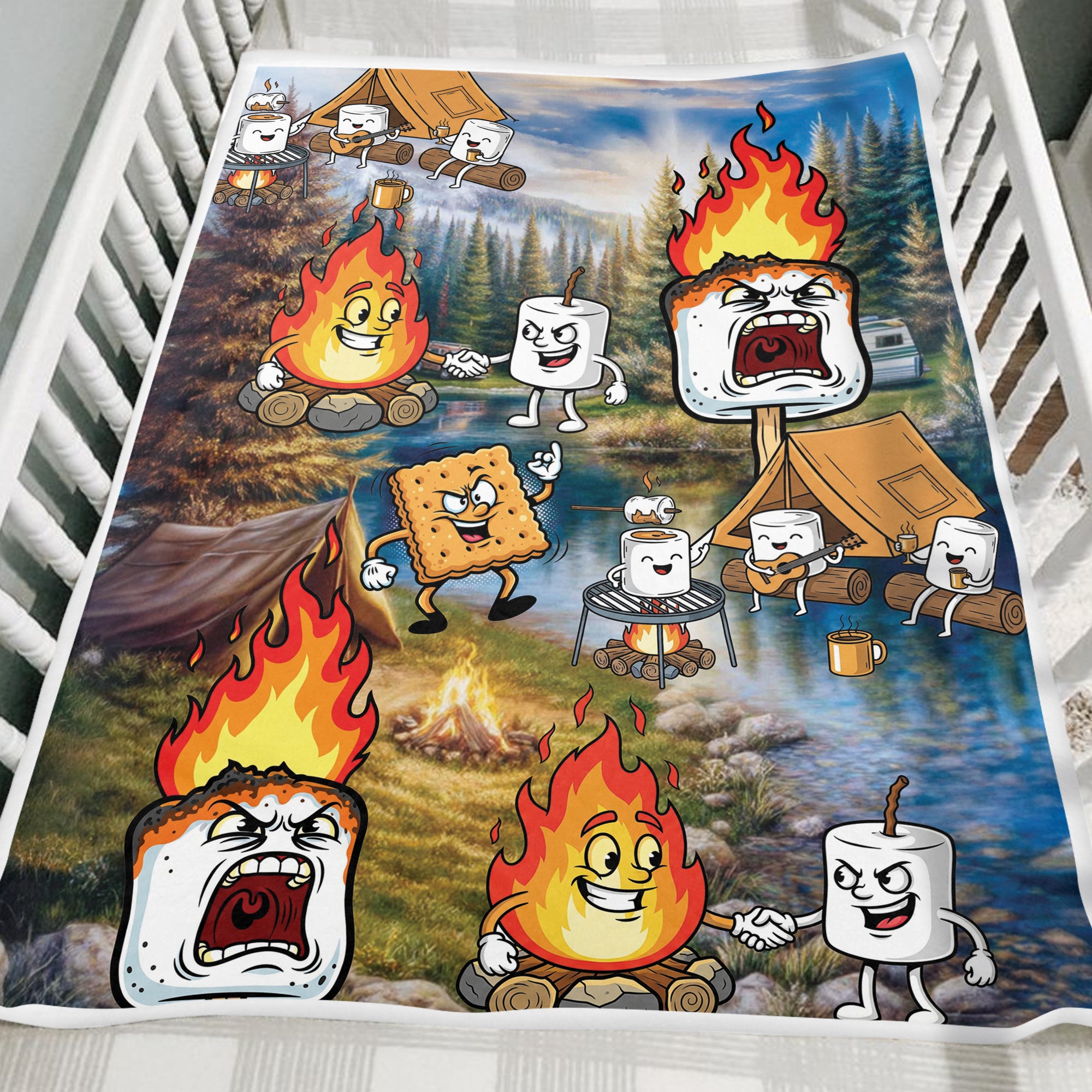 Burnt Marshmallow Camping Fleece Blanket Collection