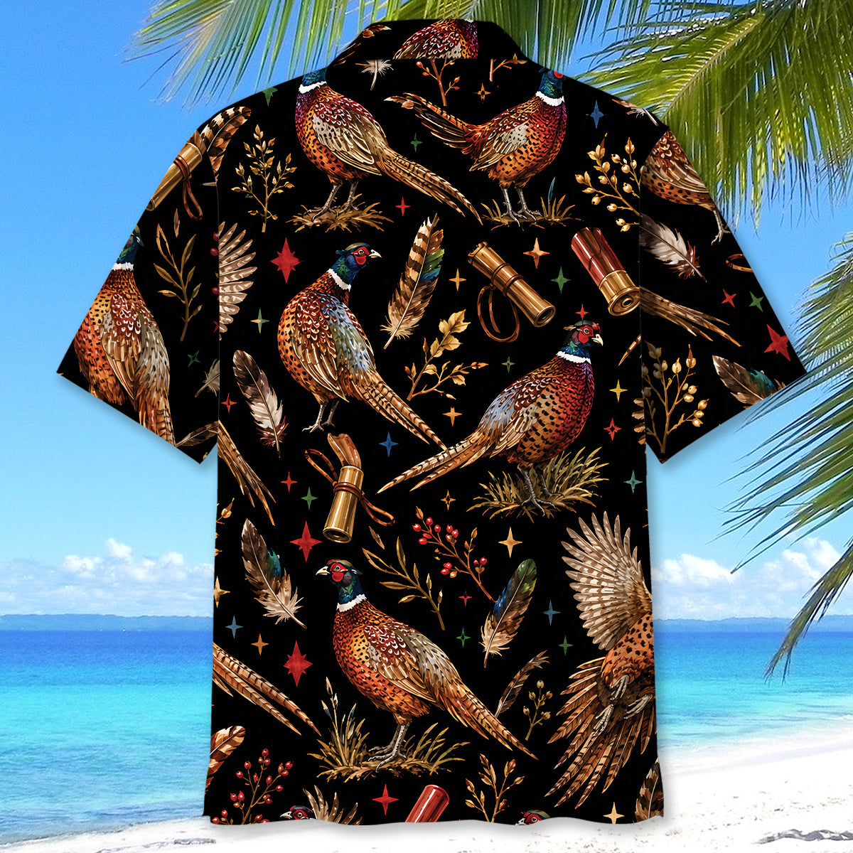 Pheasant Hunting Retro Black Hawaiian Shirt