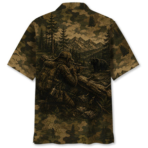 Bigfoot Black Bear Hunting Camouflage Funny Hawaiian Shirt