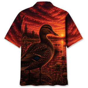 Duck Hunting Burnt Sky Hawaiian Shirt