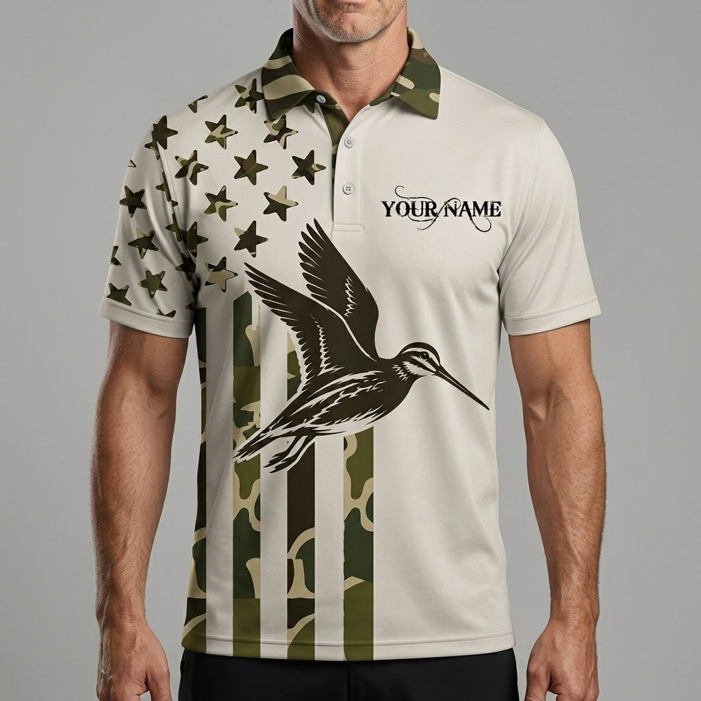 Custom Name Snipe Hunting Camouflage Style Men Polo Shirt