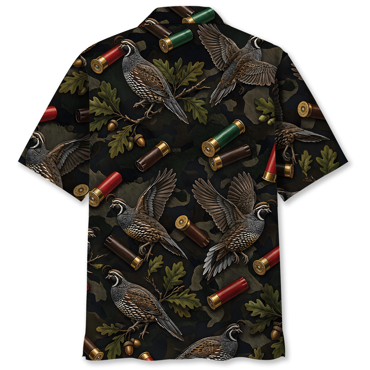 Vintage Quail Hunting Camouflage Black Hawaiian Shirt