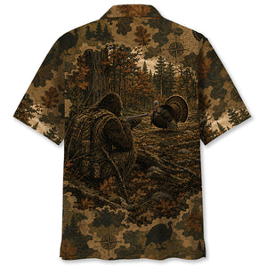 Bigfoot Wild Turkey Hunting Camouflage Funny Hawaiian Shirt