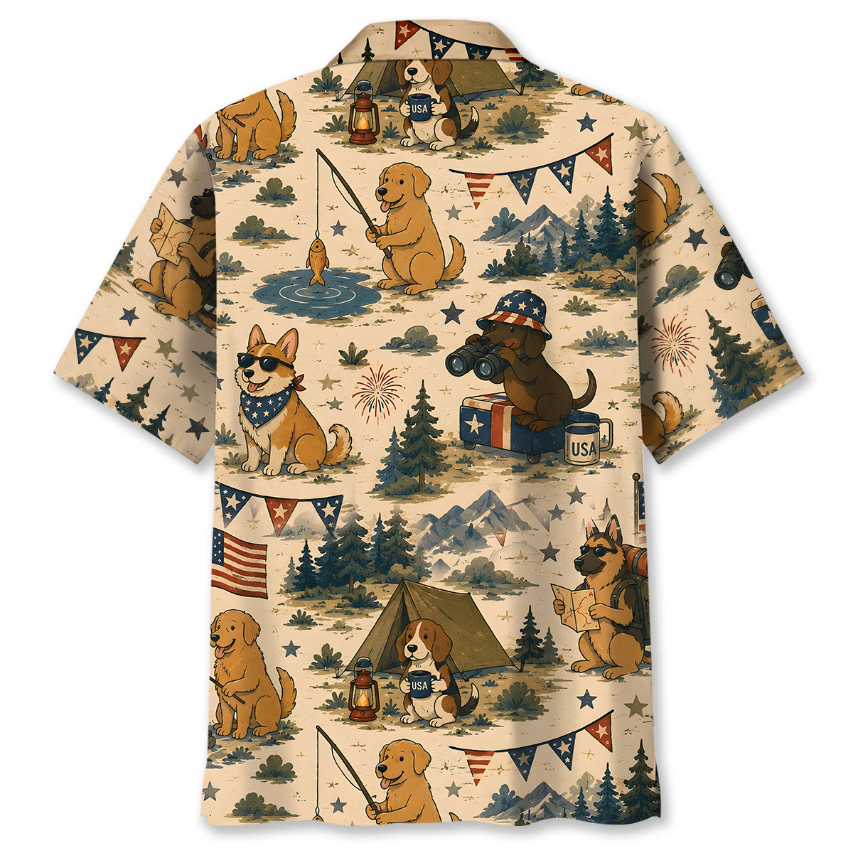 Cute Dog Camping Outdoor Hawaiian Shirt