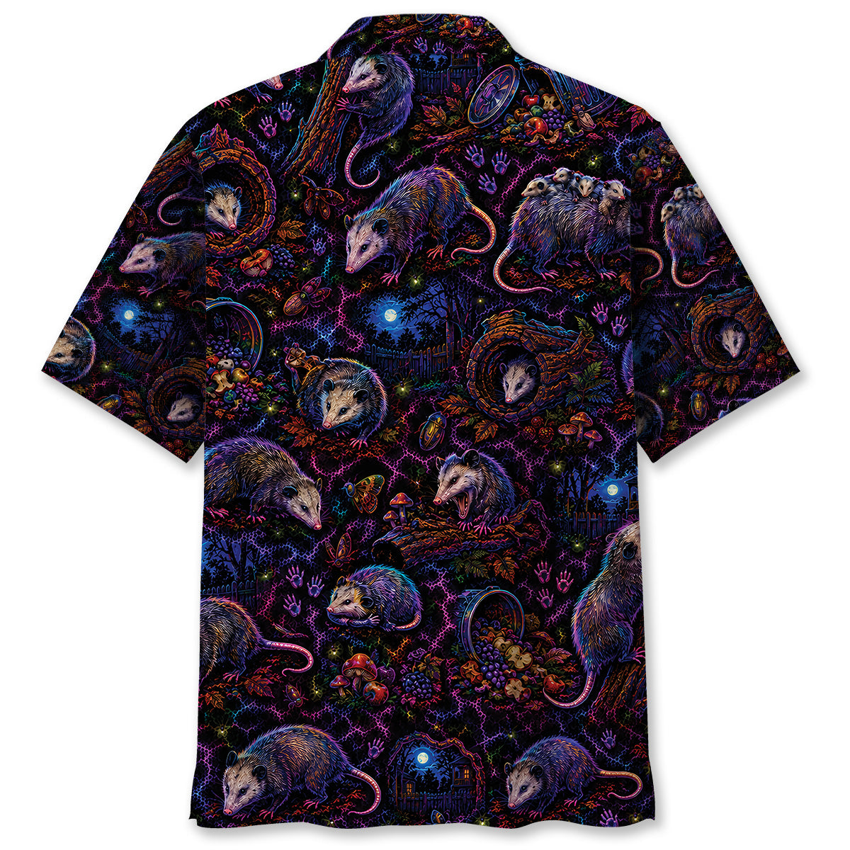 Midnight Opossum Neon Hawaiian Shirt