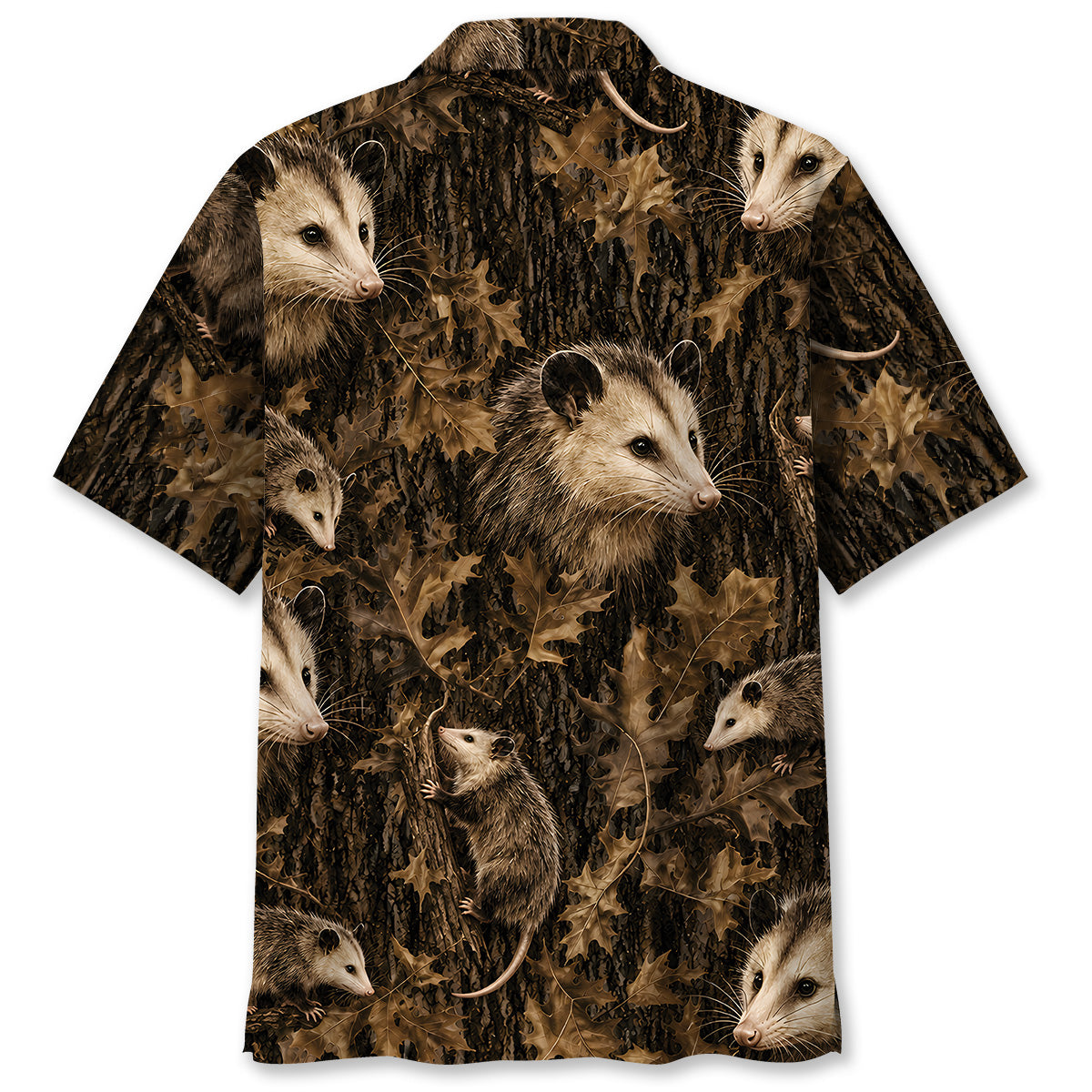 Vintage Opossum Art Camo Hawaiian Shirt
