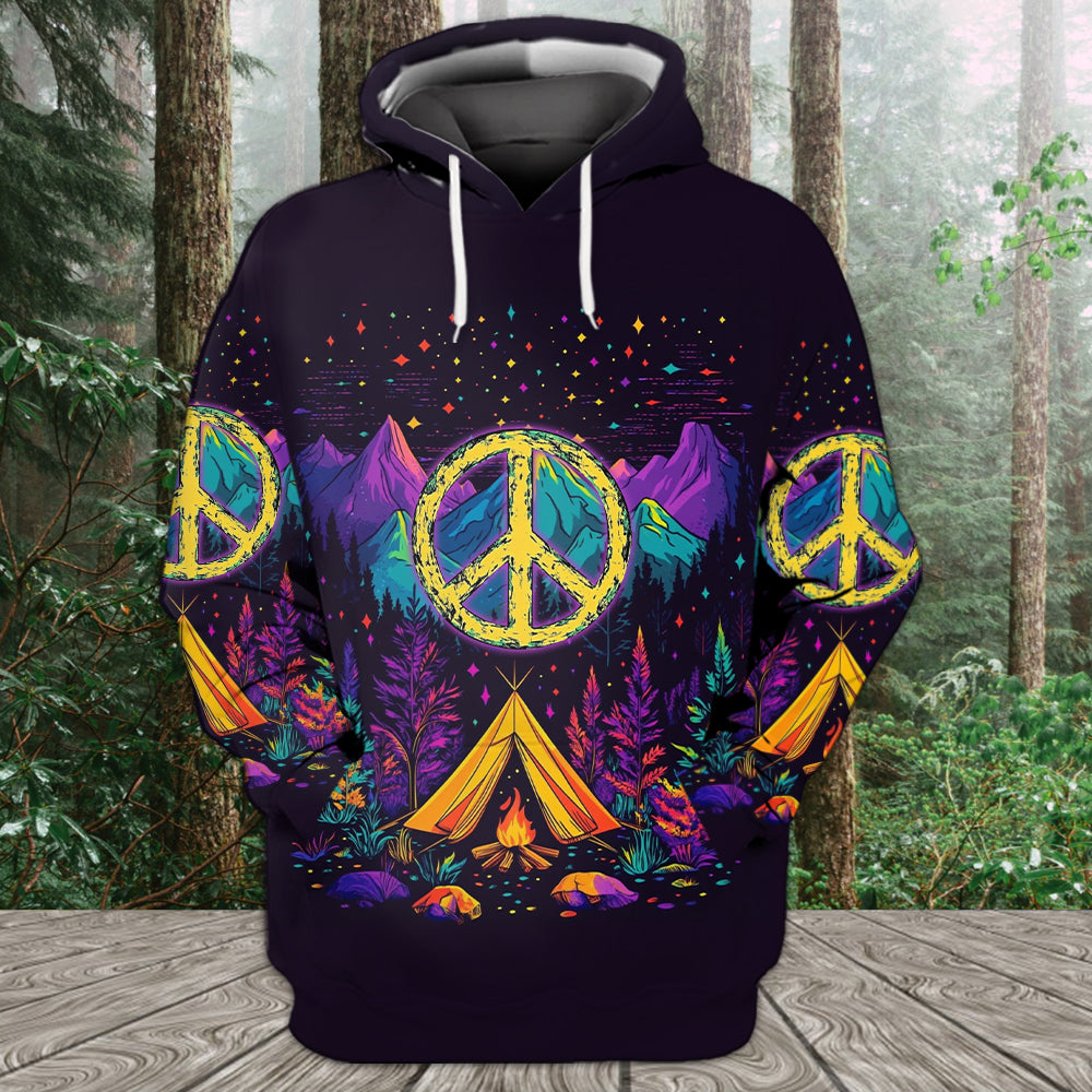 Camping Peace Sign All Over Print Shirt