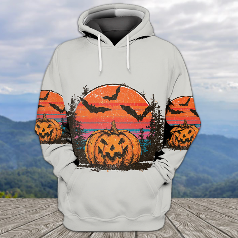 Retro Spooky Vintage Camping Vibes Halloween All Over Print Shirt