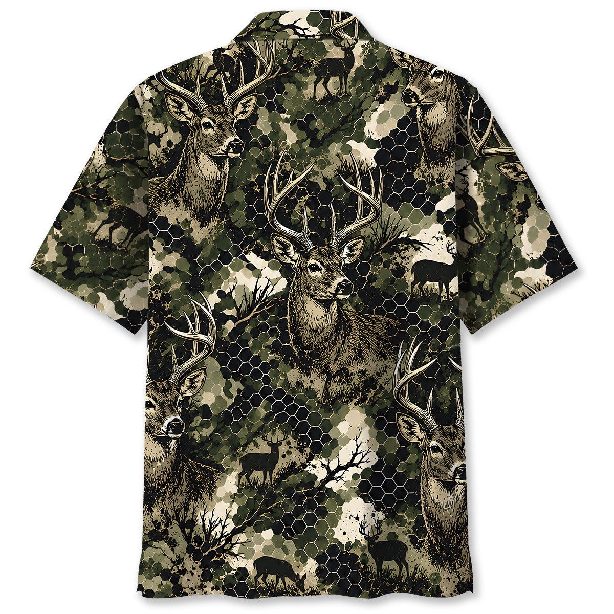 Tactical Hexagonal Deer Hunting Camo Hawaiian Shirt