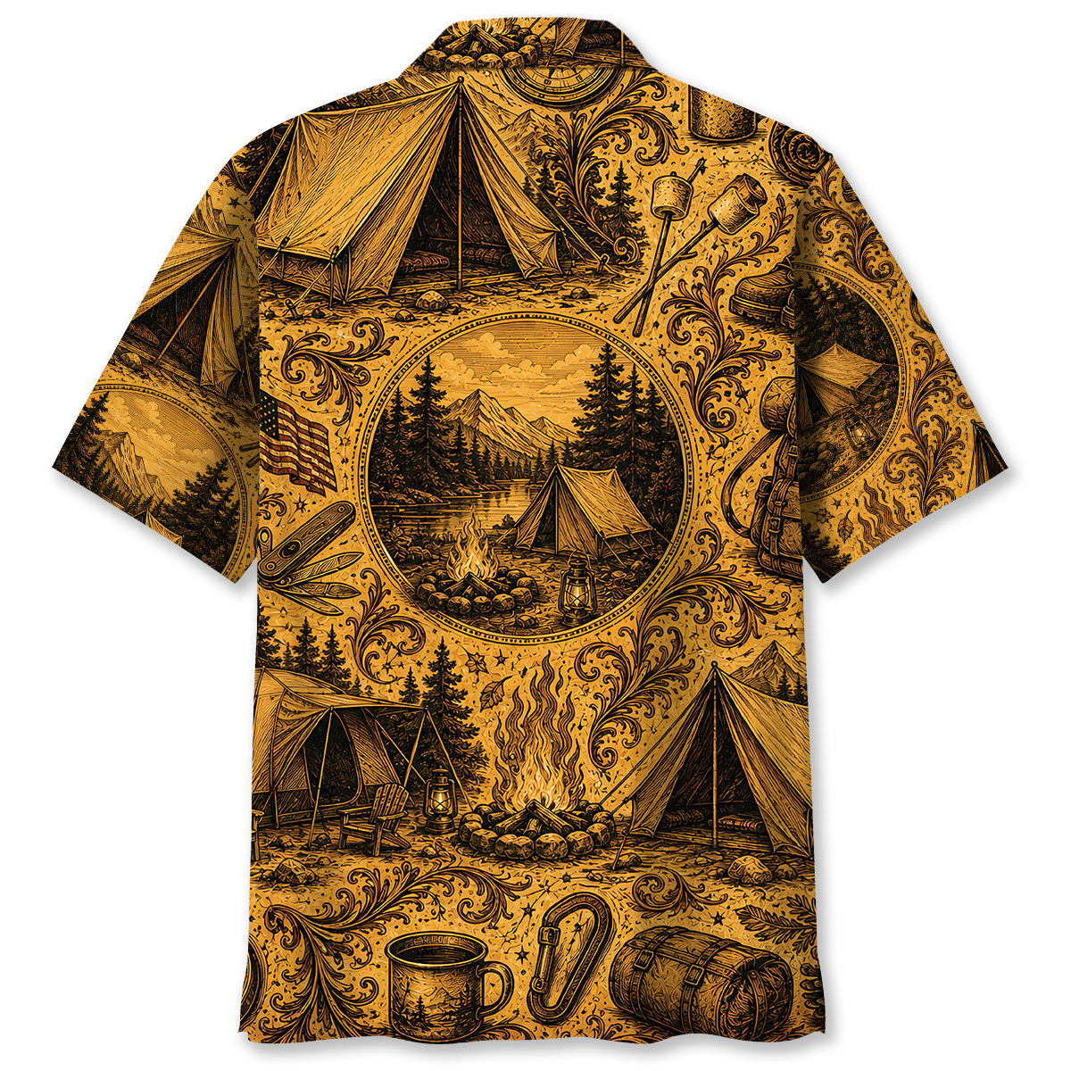 Tent Camping Vintage Legend Art Hawaiian Shirt