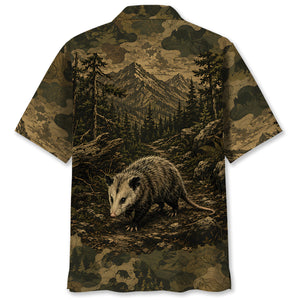 Opossum Forest Camouflage Dark Hawaiian Shirt