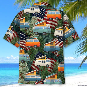 America Pop-Up Camper Car Hawaiian Shirt